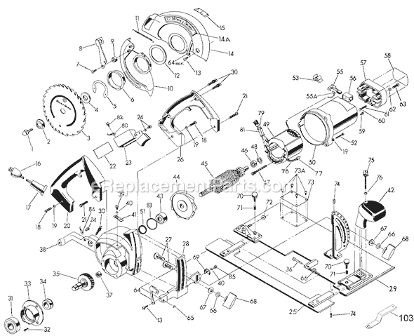 Page A Diagram and Parts List for 3047-09 Type 1 Black and Decker Circular Saw